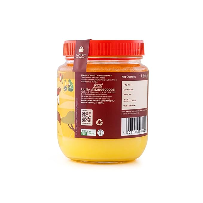 A2 Ghee Butter Organic Grass Fed from Gir Cow | Gut Friendly | Healthy Butter Alternative | Non-GMO, Lactose-Free, Keto Friendly – 2lb from Two Brothers Organic Farms