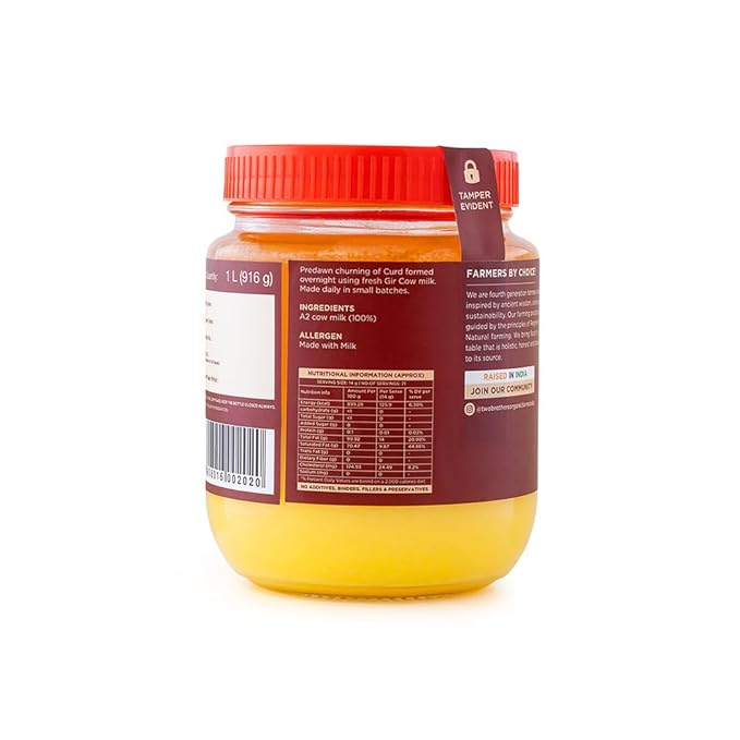 A2 Ghee Butter Organic Grass Fed from Gir Cow | Gut Friendly | Healthy Butter Alternative | Non-GMO, Lactose-Free, Keto Friendly – 2lb from Two Brothers Organic Farms
