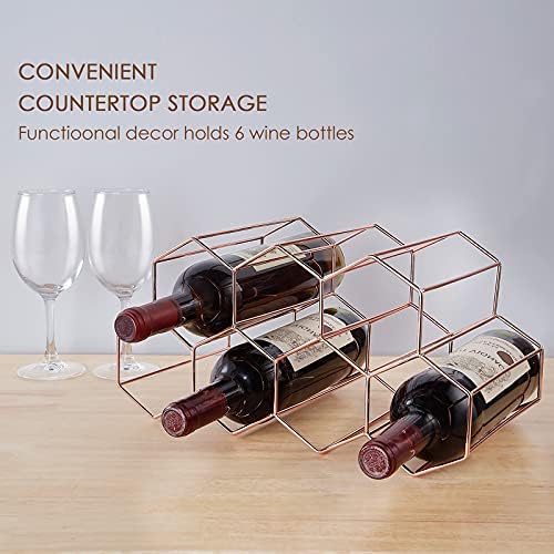 Countertop Wine Rack - 7 Bottle Holder for Storage, Freestanding Metal Tabletop Stand With Modern Design for Kitchen, Cellar, Bar Cabinet