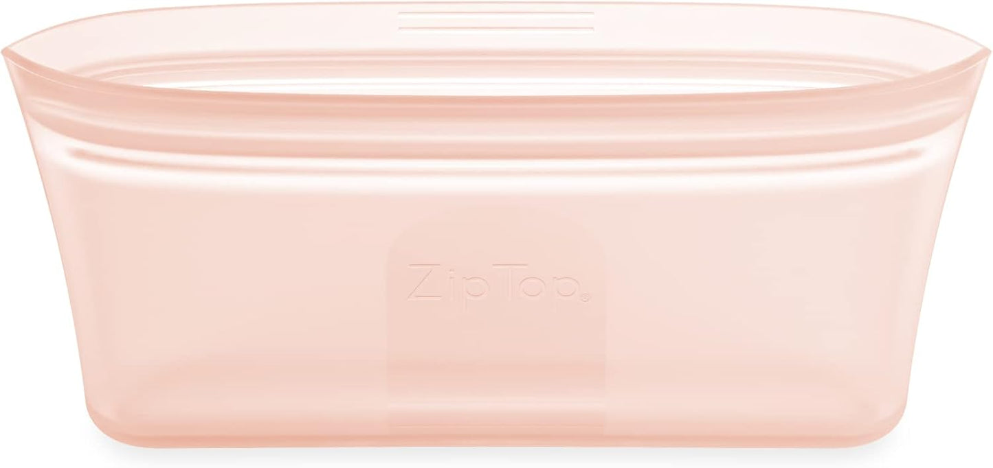 Zip Top Reusable Food Storage Bags | Snack Bag [Peach] | Silicone Meal Prep Container | Microwave, Dishwasher and Freezer Safe | Made in the USA