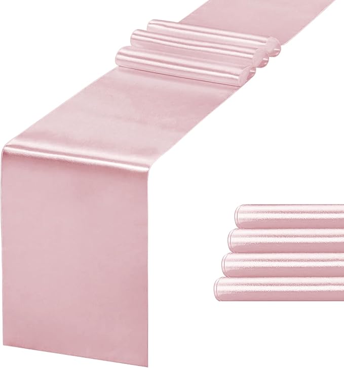 5 Pack Table Runner 12 X 108 Inch Silk Table Runner for Party,Wedding, Birthday, Banquets,Decoration(Rose Gold)