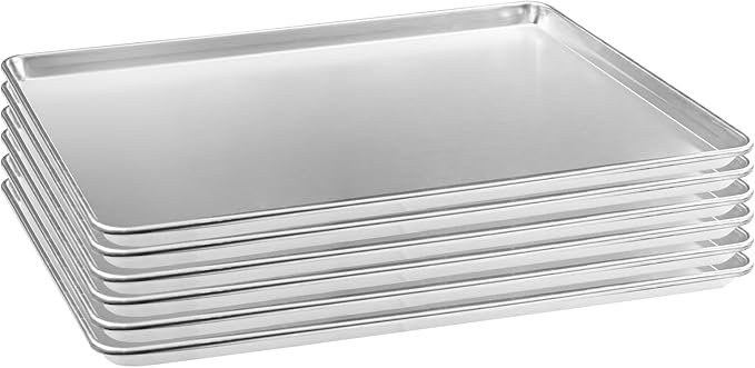 HARDURA Aluminum Baking Sheet Pan 18”L X 26”W X 1”H Cookie Sheet, 6Packs, For Oven in Bakery & Restaurant, Kitchen