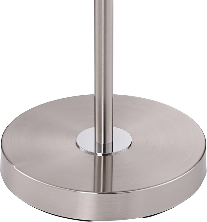 360 Lighting Caper Modern Floor Lamp with Tray USB and AC Power Outlet on Table Glass 60.5" Tall Satin Nickel White Fabric Drum Shade for Living Room Reading House Bedroom