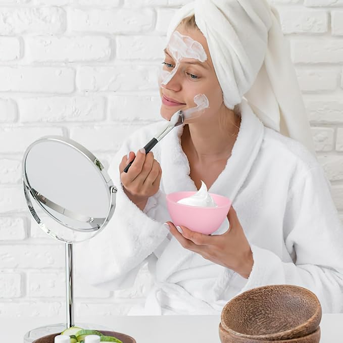 Face Mask Silicone Mixing Bowls Set: 3 Pcs Pink Plastic Facial Mud Bowls Esthetician Tool Reusable for Women Home Salon Spa Face Skincare