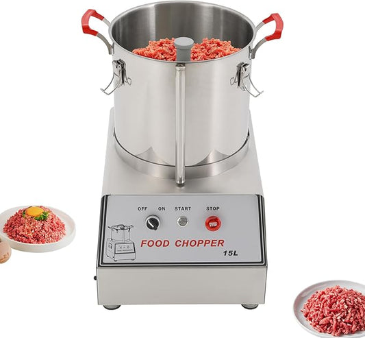 4gal Electric Food Chopping Machine, 1400w Commercial Food Processor, Stainless Steel Multifunctional Meat Vegetable Cutter for Restaurants, Cafeterias