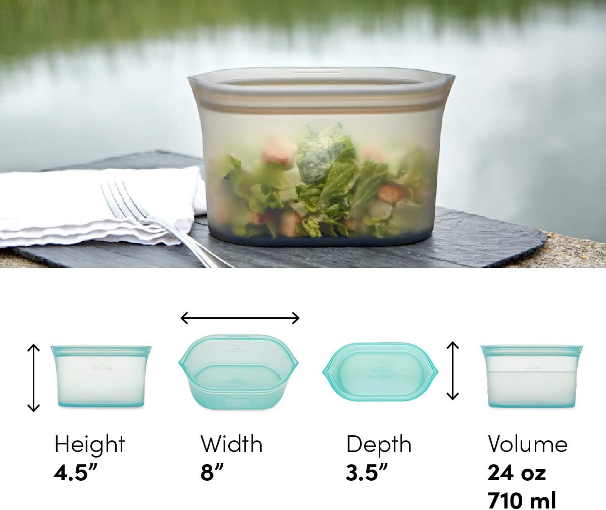 Zip Top Reusable Food Storage Bags | Medium Dish [Lavender] | Silicone Meal Prep Container | Microwave, Dishwasher and Freezer Safe | Made in the USA