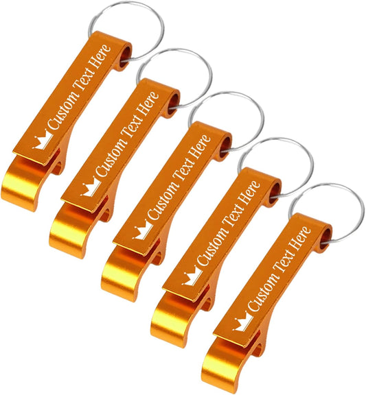 5PCS Personalized Bottle Opener Keychain Bulk Custom Beer Bottle Opener with Logo Text Engraved Wedding Bottle Opener Favors Customized Gifts for Guests Baby Shower Birthday Party-Gold