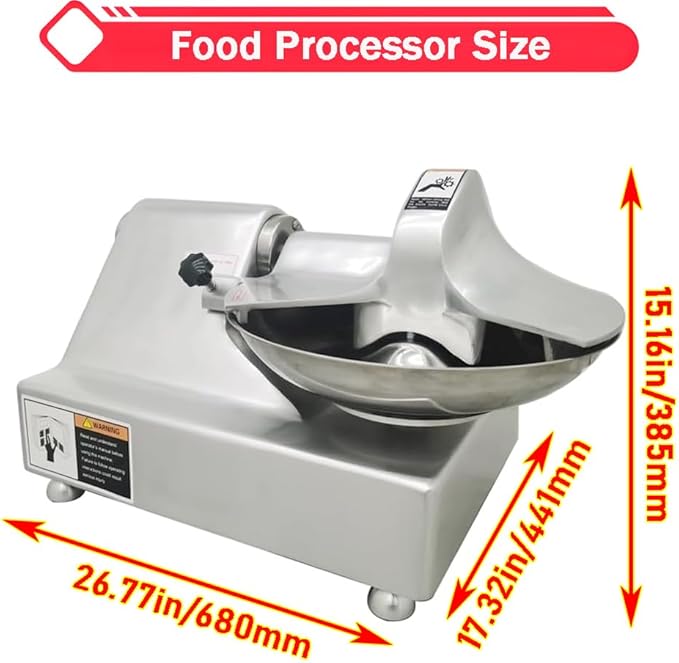 5.5L Commercial Food Processor 550W Electric Meat Vegetable Chopper Multifunctional Food Grinder Blender Cutter for Meat Vegetables Fruits Ginger Garlic 1400r/min