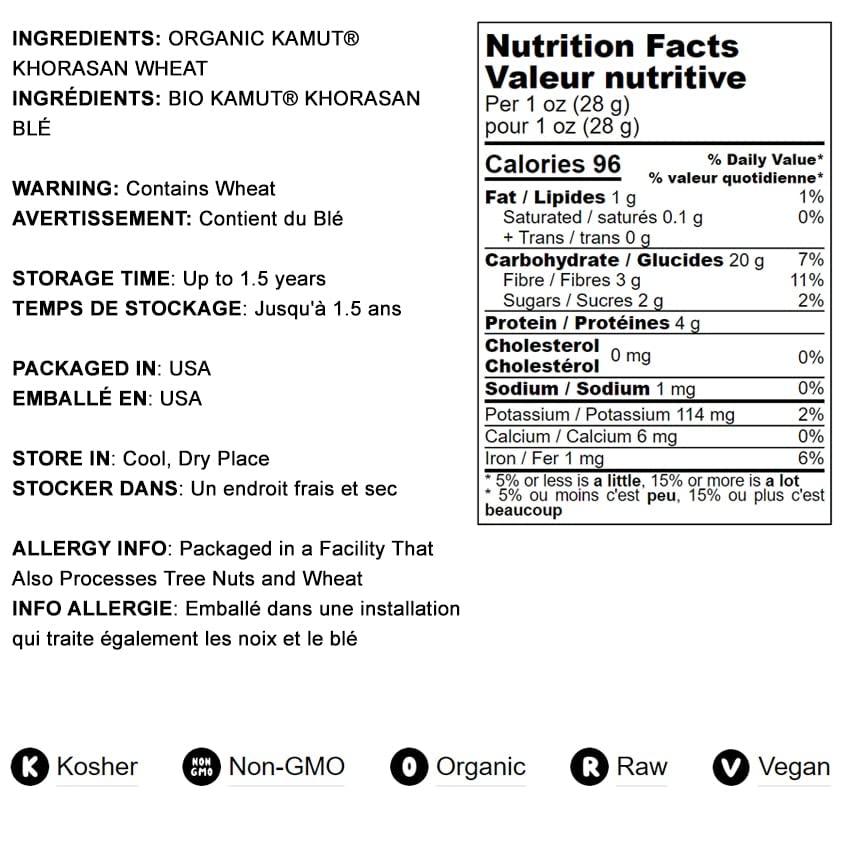 Food to Live Organic KAMUT Khorasan Wheat Flour, 10 Pounds Stone Ground Powder, 100% Whole Grain Meal, Non-GMO, Kosher, Bulk