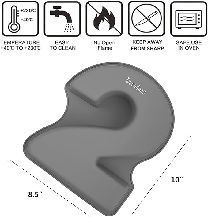 Ducodocu Silicone Cake Pans 3D Large Number Cake Mould Novelty Cake Tins DIY Baking Mold for Birthday Wedding Anniversary 10 inch Number of 2