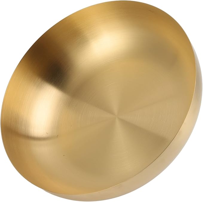 Stainless Steel Mixing Bowl, 9.4 inch Gold Salad Serving Bowls Flat Base Metal Prep Bowl Ramen Noodle Soup Bowls for Baking Serving Mixing and Cooking Prep