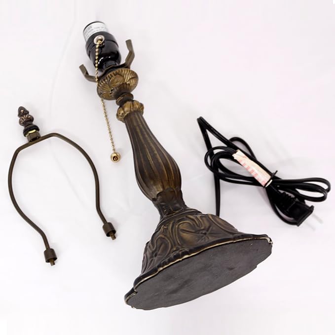 Table Lamp Base Replacement Only, Wide 6 Height 18 Inch, Fit for 8, 10, 12 Inch Tiffany Style Stained Glass Lampshade, Dark Bronze Finish,Resin, Push Switch On Cord