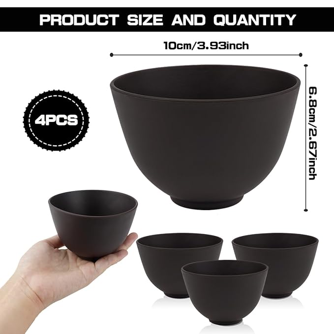 4 Inch Diy Silicone Facial Mask Mixing Bowl, 4 PCS Home Use Microwavable Silicone Facial Mud Bowl for Facial Mask, Mud Mask and Other Skincare Products, Cosmetic Beauty Tool for Home Salon,Black