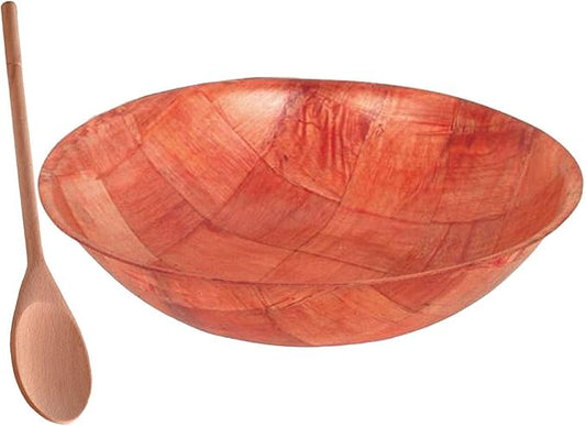 Tiger Chef 20" Woven Wood Salad Bowl with Free Salad Spoon