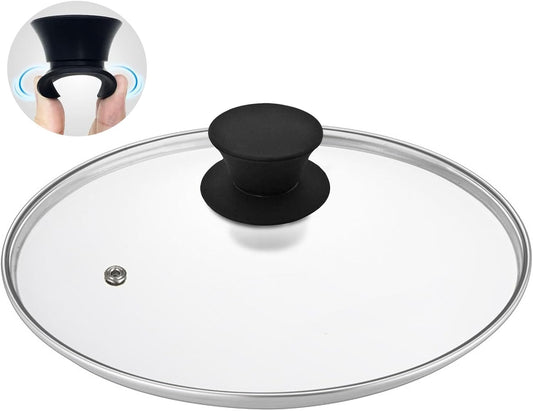 Glass Lid for Cast Iron Pan, Frying Pan, Skillet, Saute Pan, Tempered Glass Cover with Heat Resistant Handle (10.25 In, Stainless Steel Rim)