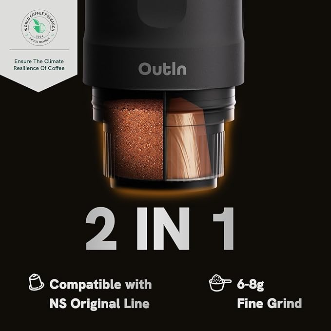 OutIn Nano Portable Electric Espresso Machine, Detachable Universal Coffee Stand