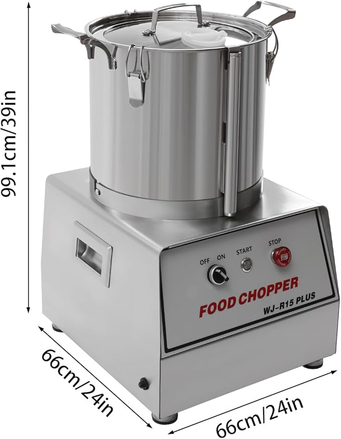 Commercial Food Processor, 1400W Electric Vegetable Chopper Machine 1400 RPM, 15.8Qt Stainless Steel Vegetable Processor Meat Grinder Food Processor Chopper for Veggie,Fruit,Meat