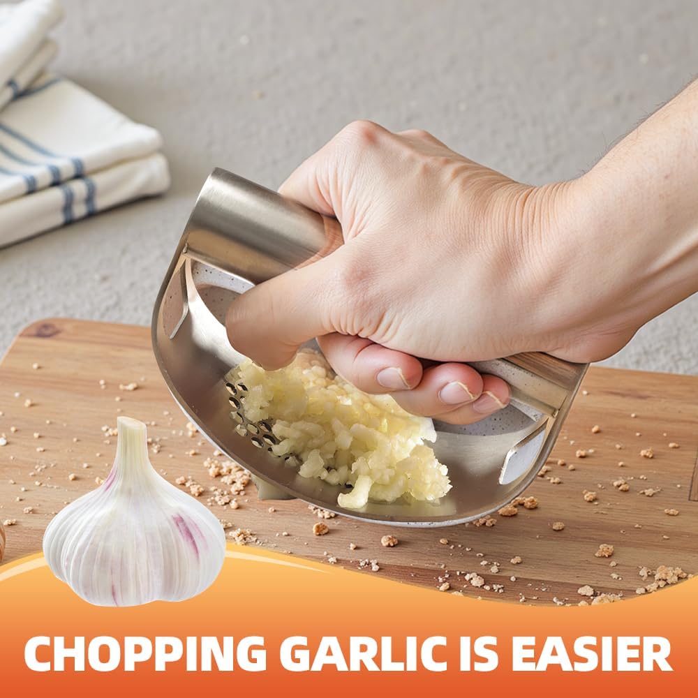2025 Upgraded Garlic Press Stainless Steel, Garlic Press Rocker Professional Kitchen Gadgets Garlic Mincer Garlic Crusher, Heavy Duty Mincer Tool Garlic Chopper Garlic Presser Mincer (2Sets)