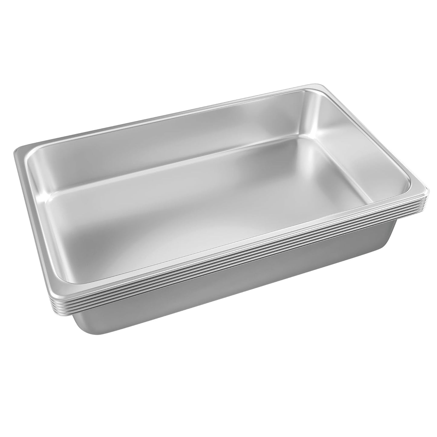 Stainless Steel Pan 6-Pack 6 Inch Deep Full Size Pans Catering Storage Metal Food Pan commercial Steamer pan food Catering Trays for Hotel Steam Table Tray for Food Warmer