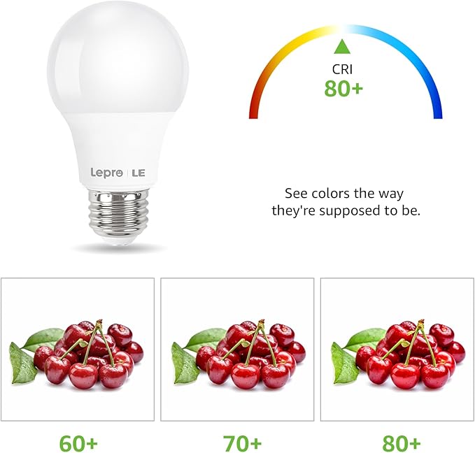 Lepro LED Light Bulbs 60 Watt Equivalent, 9W 800 Lumens Non-Dimmable, Daylight White 5000K, A19 E26 Standard Medium Base, 10000 Hour Lifetime 3 Count (Pack of 1)