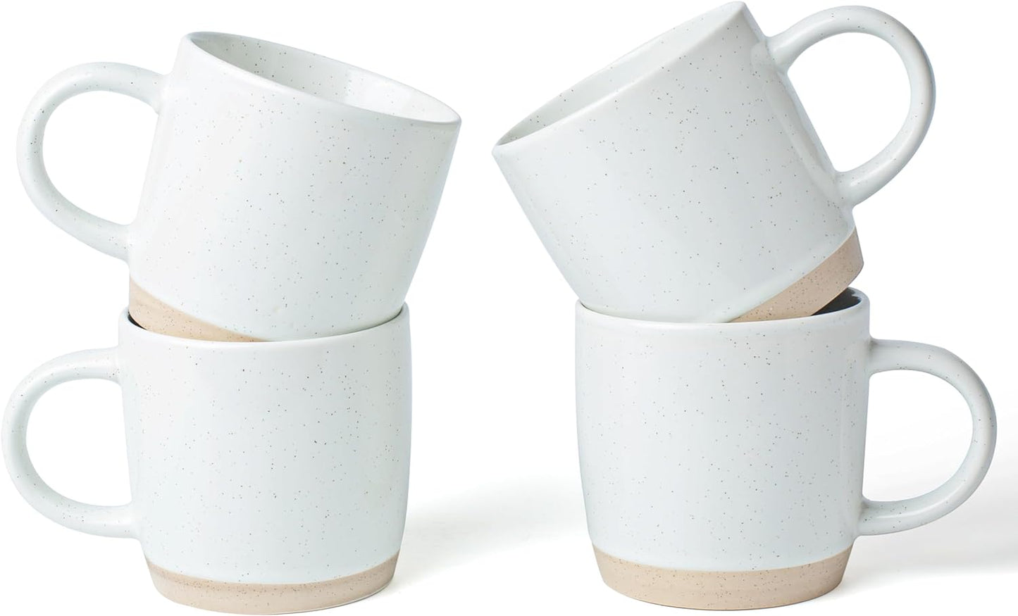famiware Coffee Mugs for 4, 12 oz Mug Set, Dringking Cup with Handle for Coffee, Tea, Cocoa, Milk, Milkyway serise, White