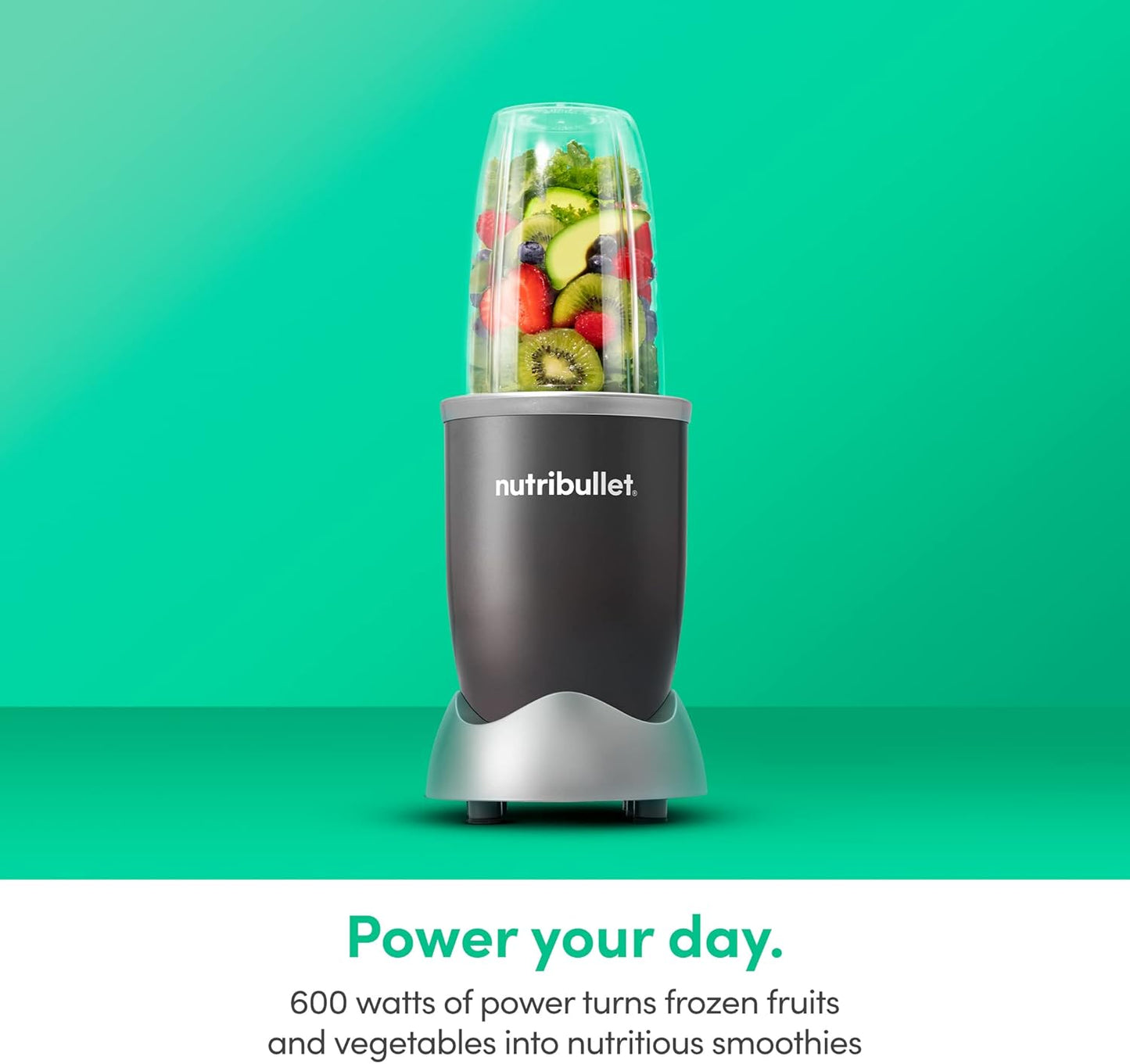 nutribullet Personal Blender for Shakes, Smoothies, Food Prep, and Frozen Blending, 24 Ounces, 600 Watt, Gray, NBR-0601WM