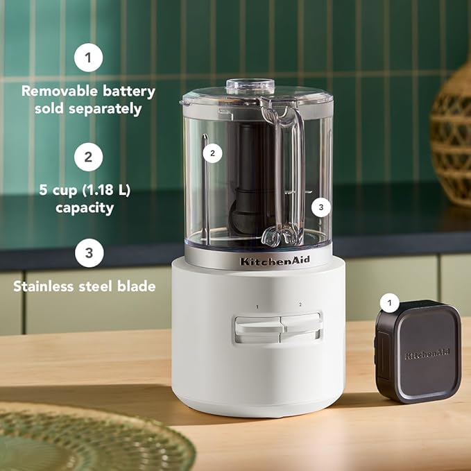 KitchenAid Go Cordless Food Chopper - battery sold separately, KFCR500, Porcelain White
