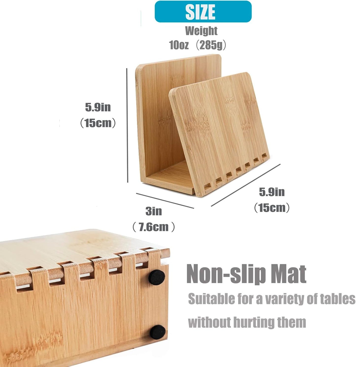 Bamboo Napkin Holder, Adjustable Wood Storage Rack for Dining Room, Picnic, Kitchen Table Indoor Outdoor - Dispenser for Table (Original))