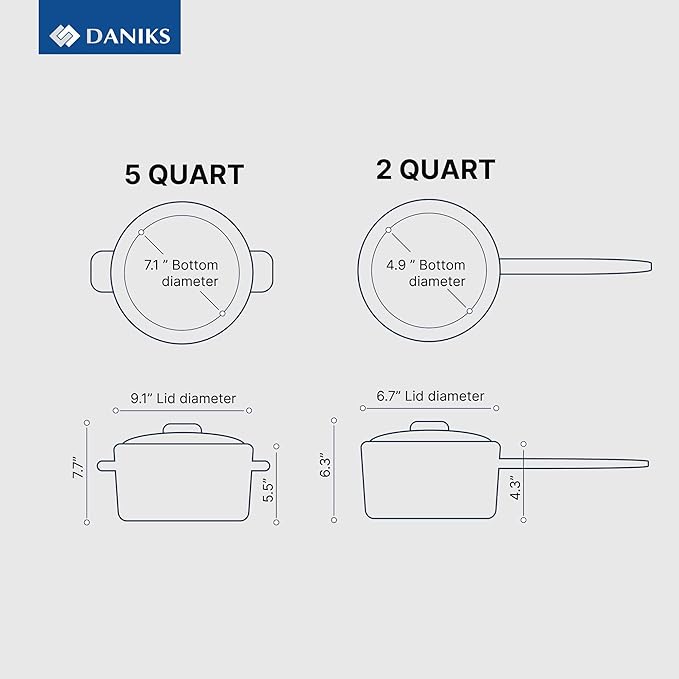 Daniks Orlando 10-Piece Stainless Steel Cookware Set with Glass Lids, Includes Saucepan, Tri-Ply Bases for Even Heating, Induction Compatible, Dishwasher Safe, Heatproof Handles
