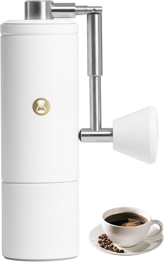 Timemore C5 PRO Manual Coffee Grinder - 42mm Stainless Steel Burr, 48 Adjustable Settings, Hand Coffee Grinder with Fordable Handle, All Metal, Portable for Home, Office & Outdoor, 30g Capacity, White