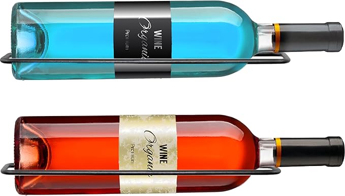 FLstudio Wall Mounted Wine Rack: 2 Bottle Wall Mount Wine Rack - Metal Wine Bottle Holder Hanging Wine Display and Storage Liquor Racks for Wine Cellar Home Kitchen Bar Decor