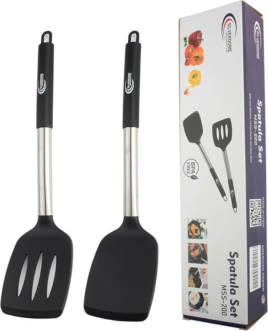 Premium Silicone Spatula Set (2-Piece) – High Heat-Resistant, Non-Slip Grip – Baking, Cooking, Mixing – BPA-Free, Great Gift for Home Chefs,