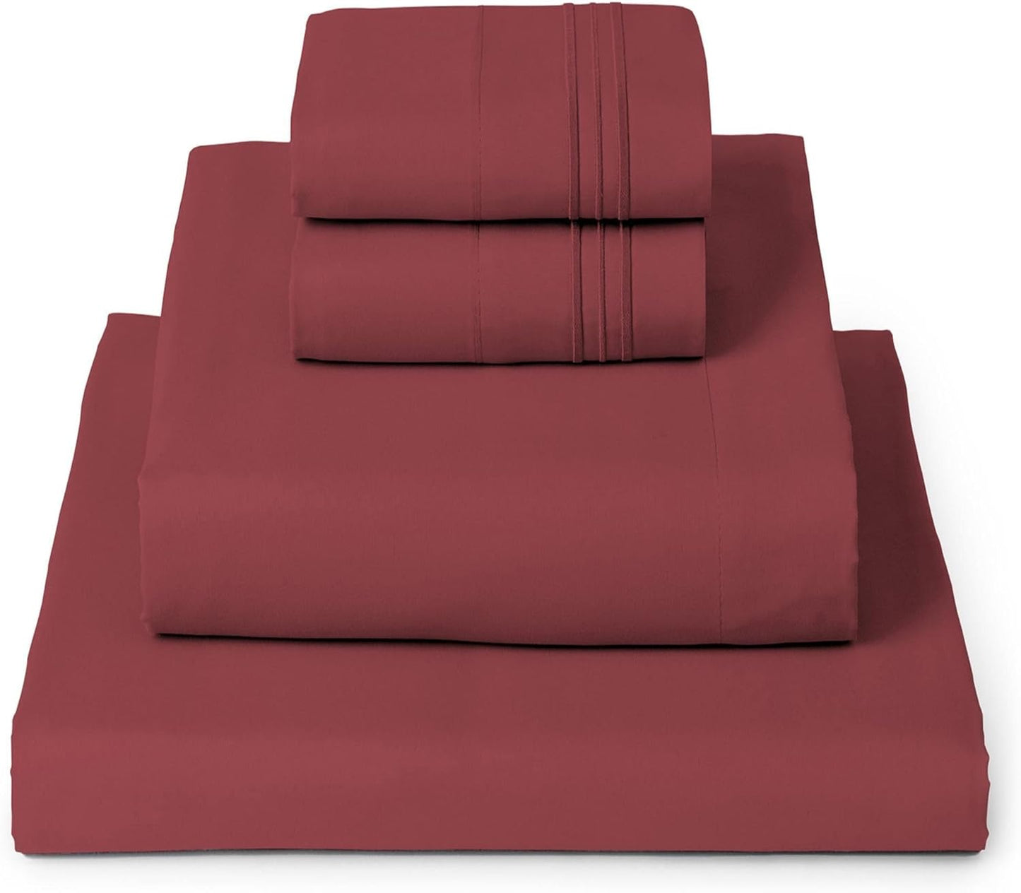 Mellanni Full Sheets Set - 4 PC Iconic Collection Bedding - Hotel Luxury, Extra Soft, Cooling Bed Sheets - Wrinkle, Fade, Stain Resistant (Full, Brick Red)