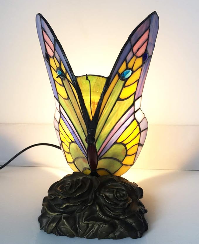 HUIMEIJU Tiffany lamp Butterfly Blue Glass HMJ8060 Stained Glass Style Butterfly Table lamp Tiffany