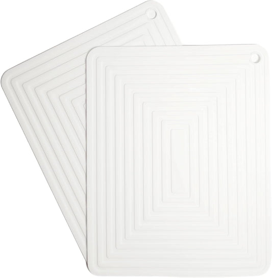 Silicone Trivets Mats Set, Trivet for Hot Dishes, Trivets for Hot Pots and Pans, White Silicone Pads for Kitchen, Multi-Purpose Heat Resistant Pads for Countertops 2 Pack