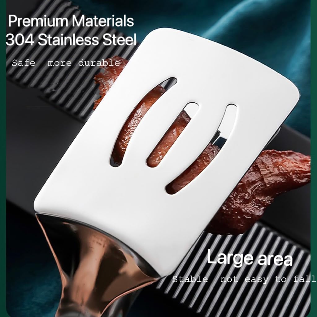 Kitchen Spatula Tongs 11.6 lnch Stainless Steel Grill Clamp Cooking Tongs for Flipping Steak Fish Bread Hamburger Frying Pancake Pie