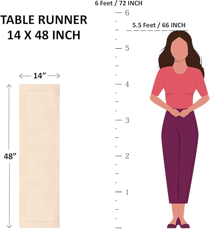 Solino Home Linen Table Runner 48 Inches - 100% Pure Linen Red and White Farmhouse Table Runner 14 x 48 Inch Ideal for Dresser and Coffee Tables - Christmas, Holiday, Winter, New Year