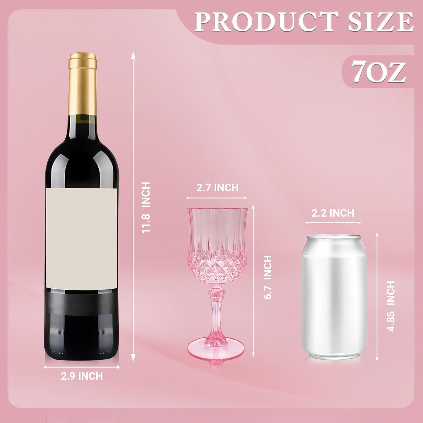 Plastic Wine Glasses，Plastic Goblets Vintage Style Cordial Drinking Glasses for Wedding Reception, Grand Event Party Supplies (100, Pink)