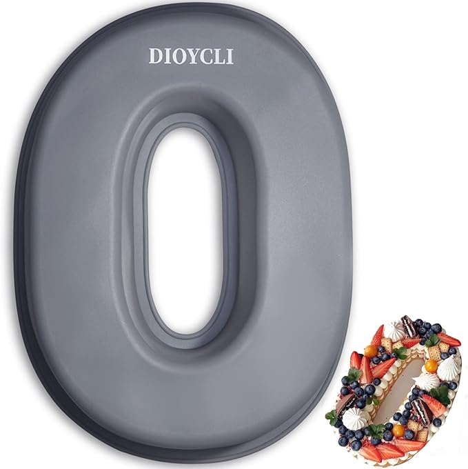 Dioycli Large Number Cake Pans for Baking 3D Cake Silicone Cake Mold DIY Personalized Cake Pan for Birthday and Wedding Anniversary Number 0 Cake Pan of 10 Inch