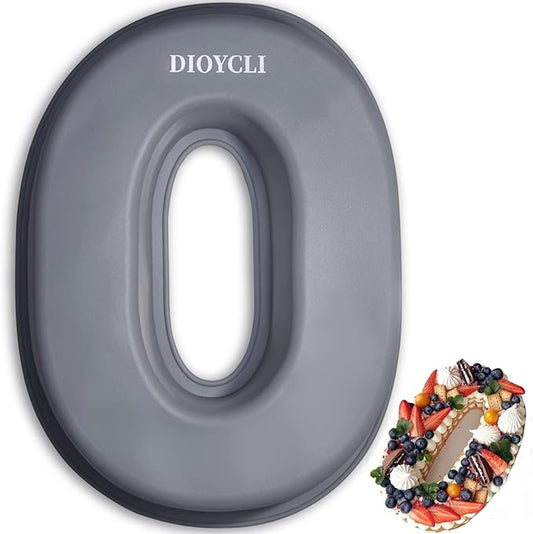 Dioycli Large Number Cake Pans for Baking 3D Cake Silicone Cake Mold DIY Personalized Cake Pan for Birthday and Wedding Anniversary Number 0 Cake Pan of 10 Inch