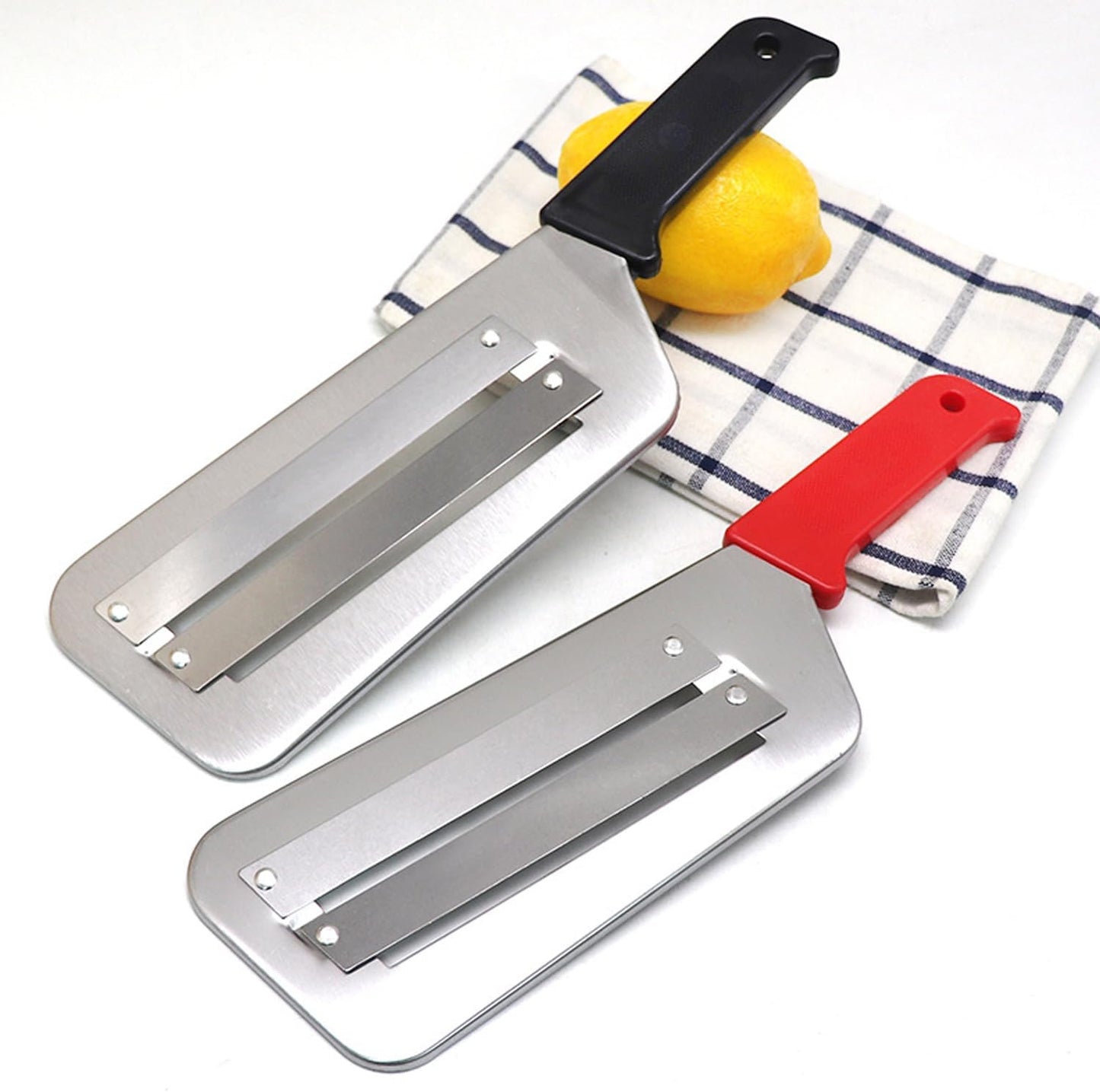 Dual Blade Julienne Cutter, Stainless Steel Shredder Slicer, Stainless Steel Cabbage Shredder for Coleslaw, Cabbage Slicer, Suitable for Vegetables and Fruits (Black+Red)