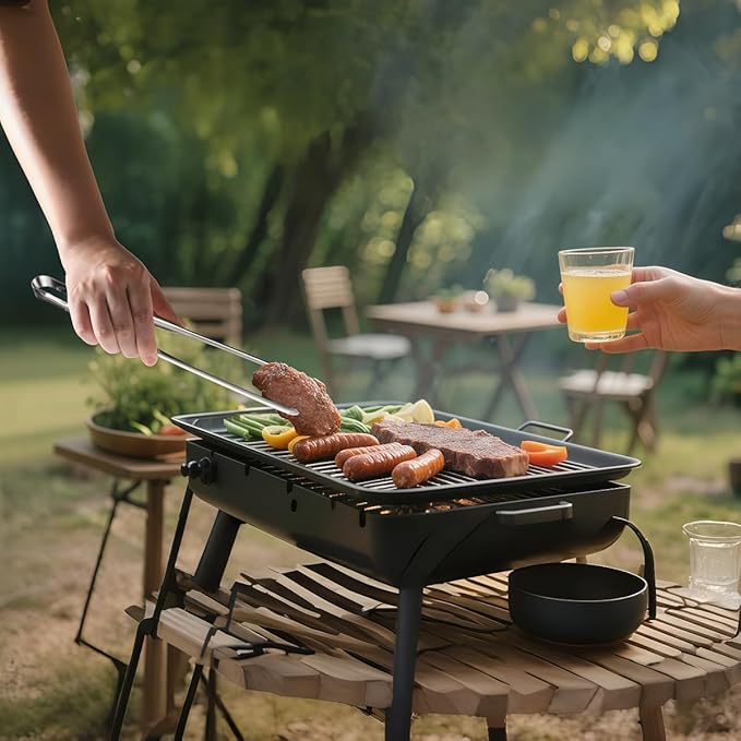 8 Pack Kitchen Tongs, Stainless Steel Serving Tongs with Non-Slip Tips for Cooking，Easily Control Kitchen Tweezer, Multi-Purpose Korean Tong for Baking, Food Plating, BBQ (7 Inch)