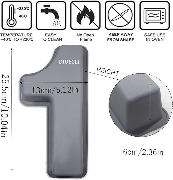 Dioycli Large Number Cake Pans for Baking 3D Cake Silicone Cake Mold DIY Personalized Cake Pan for Birthday and Wedding Anniversary Number 1 Cake Pan of 10 Inch