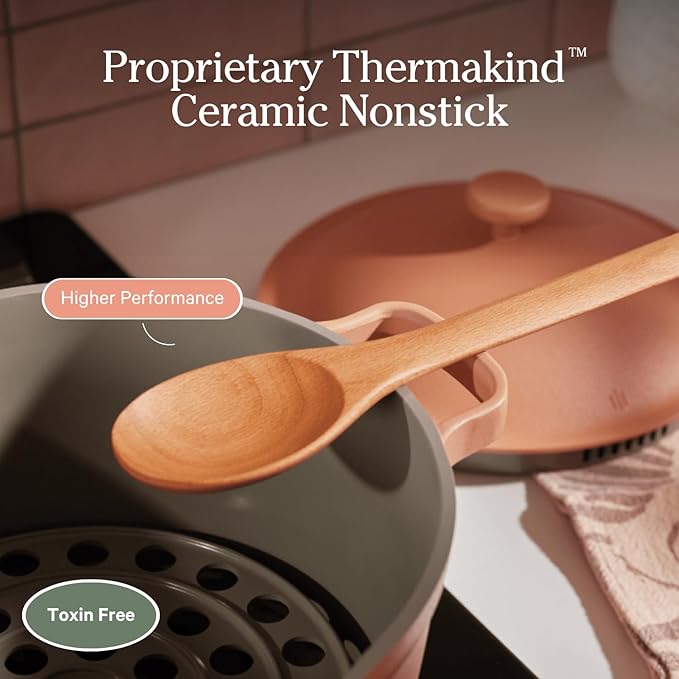 Our Place Perfect Pot - Mini 2.5 Qt Nonstick Ceramic Sauce Pan with Lid | Versatile Cookware for Stovetop and Oven | Steam, Bake, Braise, Roast | PTFE and PFOA-Free | Toxin-Free, Easy to Clean | Spice
