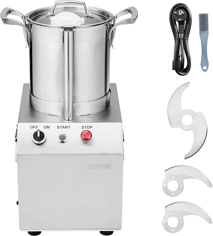 VEVOR Food Processor & Vegetable Chopper, 4.3 Quart Food-Grade Stainless Steel Food Processor Chopper with 2 Extra S-Curve Blades, Ideal for Chopping Vegetables, Fruit, Grains, Nuts