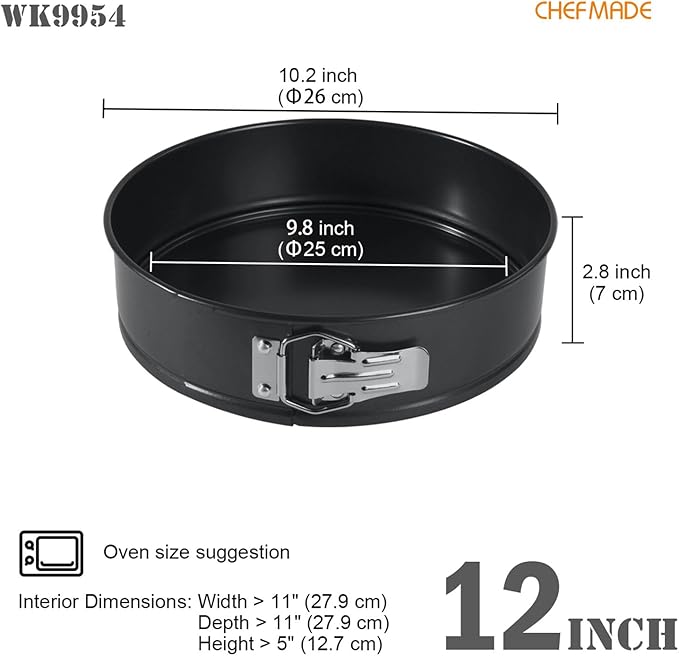 CHEFMADE Springform Pan, 10 Inch Round Cake Pan with Removable Bottom，Chiffon Bakeware for Oven and Instant Pot(Black)