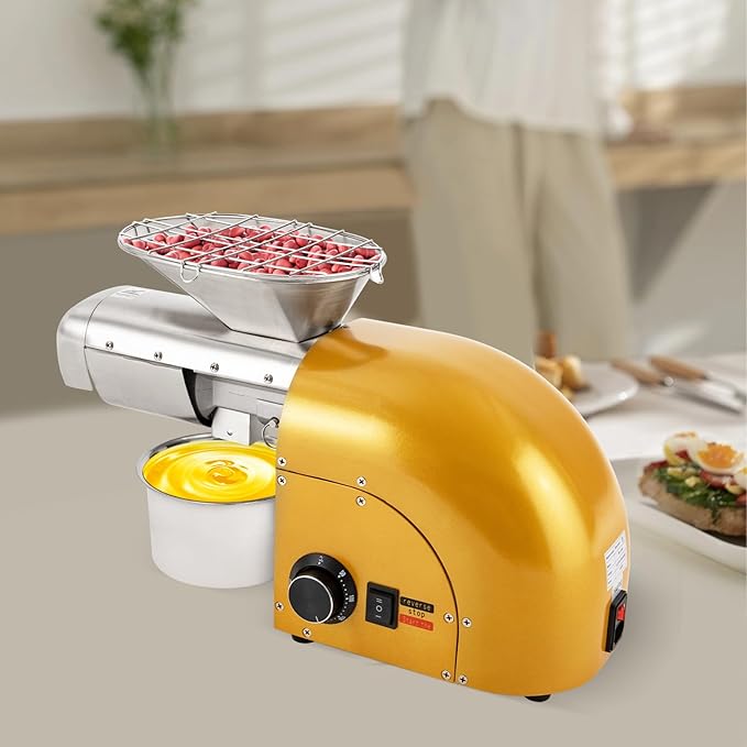 Oil Pressing Machine, 110V 1800W Electric Oil Mill Nut Seeds Oil Extractor Cold & Hot Press Machine for Peanuts Walnuts Soybeans, Temperature Control 122℉-572℉ (Not Used for Olives)