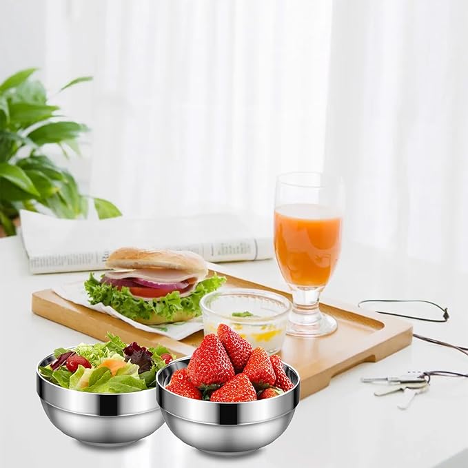 Stainless Steel Bowls, 10 Pack 15 Oz Stainless Bowl Stackable Mixing Bowls Stainless Steel Mixing Bowls, Double Wall Kitchen Bowl Set For Sauces, Rice, Noodle, Ice Cream