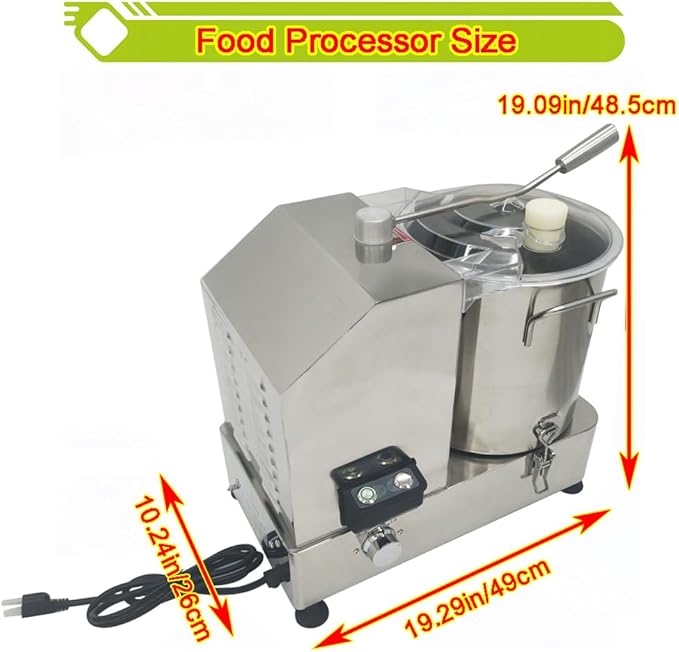 12L Commercial Food Processor Stainless Steel Electric Meat Vegetable Chopper Multifunctional Food Cutter Meat Grinder Meatball Beater 2000W Blender for Fruit Vegetable Grains Garlic