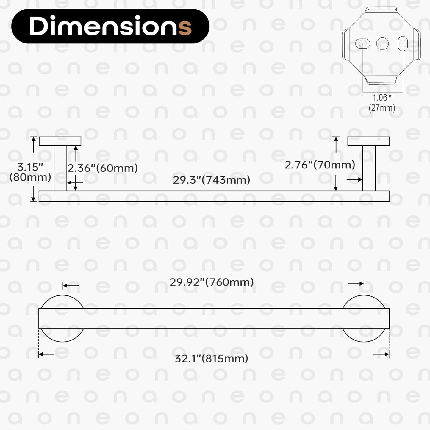32 Inch Bathroom Towel Bar Bath Towel Rack Kitchen Towel Holder Long Towel Rails Wall Mounted SUS304 Stainless Steel Brushed Nickel AN4001BR-L32
